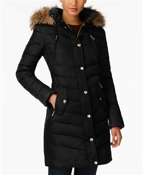 michael michael kors faux-fur hood trim chevron coat|MICHAEL Michael Kors Women's Chevron Faux.